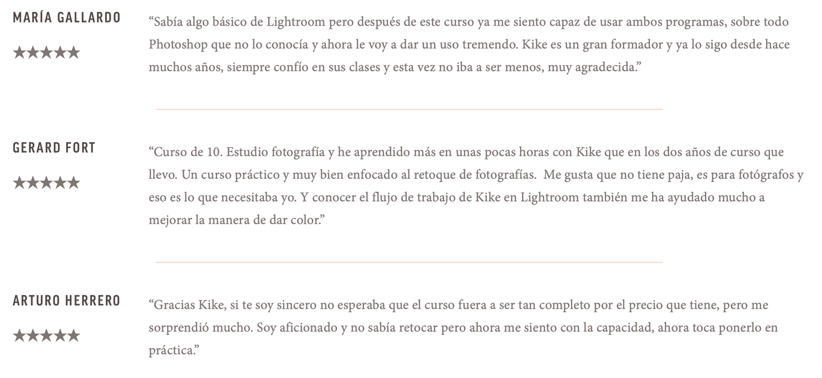 opiniones alumnos